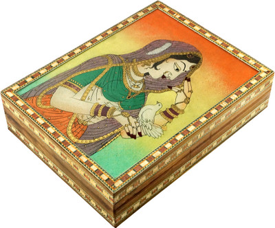 

R S Jewels Wooden Gemstone Painting Handmade Jewellery Vanity Box(Multicolor)