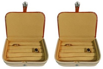 

Abhinidi Pack of 2 Ring box earring case Travelling Pouch Box Vanity Box(Brown)