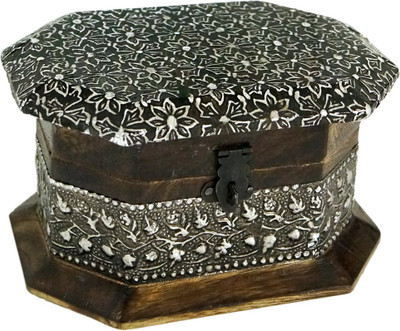 

R S Jewels Handmade Wooden Haindicrafts Jewellery Vanity Box(Brown, Silver)