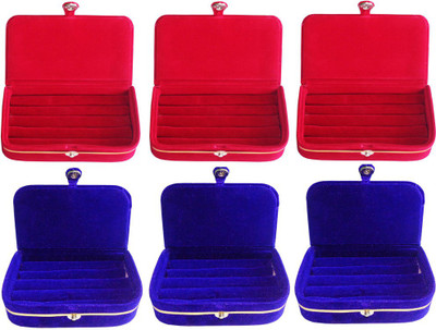 

Abhinidi Combo of 6 velvet case Ring and Earring storage travelling Folder Jewellery Vanity Box(Multicolor)