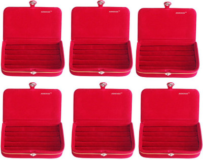 

Abhinidi Set of 6 velvet case Jewellry storage travelling folder Jewellery Vanity Box(Maroon)
