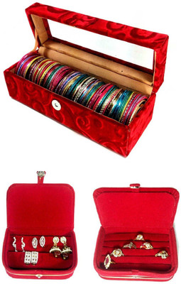 

Addyz 1 Rod Bangle Earring Ring Jewellery Vanity Box(Red)