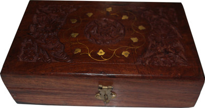 

Indoart 8X5 INCH 100% PURE SHEESHAM Storage Vanity Box(Brown)