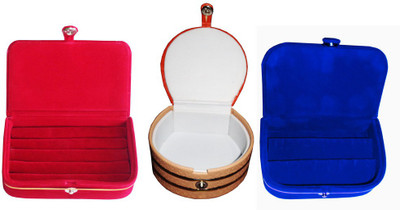 

Abhinidi Combo of 3 velvet case Ring and Earring storage travelling Folder Jewellery Vanity Box(Multicolor)