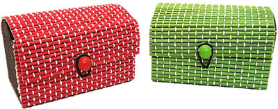 

Muccasacra Pack of 2 L-9cm Storage Box Vanity Box(Red, Green)