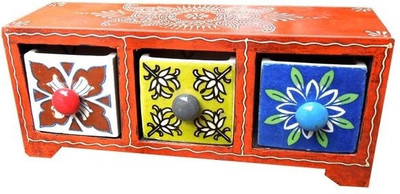 

Purpledip Colorful Ceramic Wooden Jewelery Vanity Box(Multicolor)