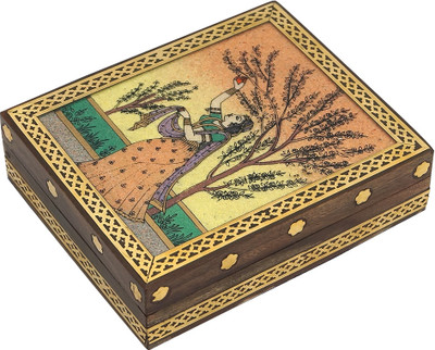 

R S Jewels Handmade Wooden Gemstone Painting Jewellery Vanity Box(Multicolor)