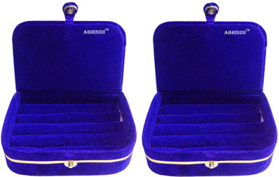 

Abhinidi Set of 2 velvet case Jewellry storage travelling folder Jewellery Vanity Box(Blue)