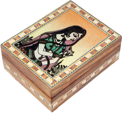 

R S Jewels Wooden Handicrafts Bani Thani Gemstone Painting 4 x 3 Jewellery Vanity Box(Multicolor)