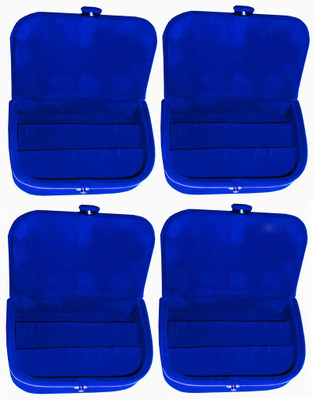 

Abhinidi Set of 4 velvet Vanity case Ear ring storage travelling folder Box Vanity Box(Blue)