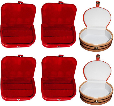 

Abhinidi Set of 6 velvet Vanity case Ring and Earring storage travelling Folder Box Vanity Box(Multicolor)