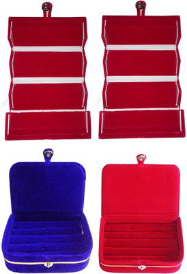 

Abhinidi Set of 4 velvet case Ring and Earring storage travelling Folder Jewellery Vanity Box(Multicolor)