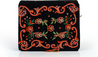 

Soulful Threads Red Thread Aari Embroidered Black Net Clips Vanity Box(Black)