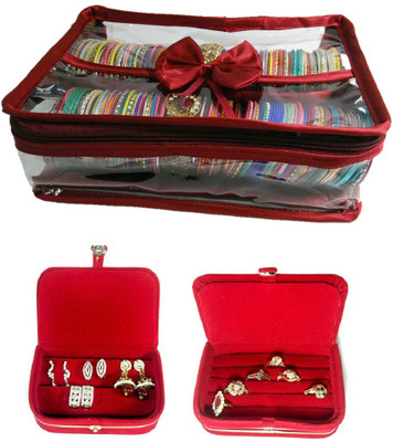 

Addyz Combo 2 Rods Bangle Earring Ring Jewellery Vanity Box(Maroon, Red, Red)