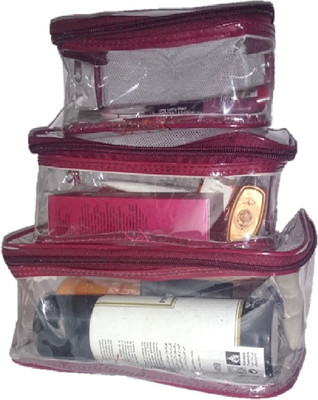 

Addyz Set of Three Vanity cosmetic toiletary Organizer Makeup storage jewellery Vanity Box(maroon)