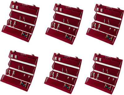 

Abhinidi Pack of 6 Ear Ring Folder earring case Travelling Pouch Box Vanity Box(Red)