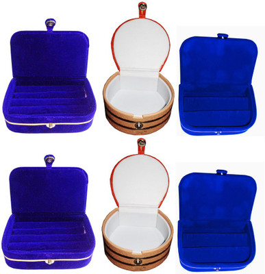 

Abhinidi Set of 6 velvet Vanity case Ring and Earring storage travelling Folder Box Vanity Box(Multicolor)