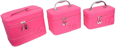 

Styler Leather Touch Combo 3 Makeup Vanity Box(Pink)