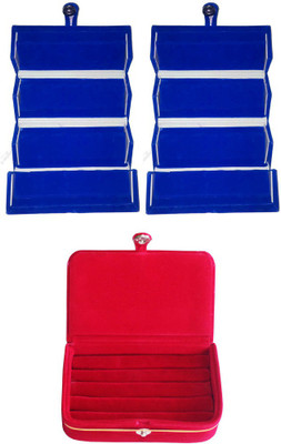 

Abhinidi Combo of 3 velvet case Ring and Earring storage travelling Folder Jewellery Vanity Box(Multicolor)