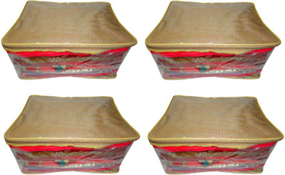 

Atorakushon 4pc Saree Salwar Suit Dress Protection Cover Garment Pouch Organiser Box Bag Storage Case Vanity Box(Golden)