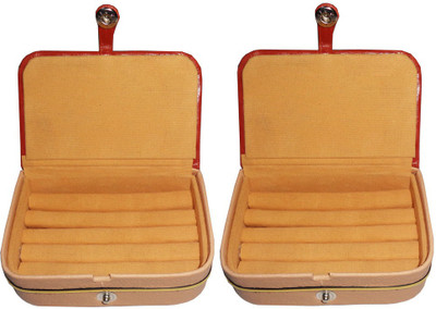 

Abhinidi Set of 2 velvet Vanity case ring storage travelling folder Box Vanity Box(Brown)