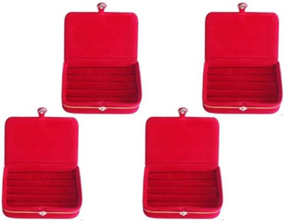 

Addyz Combo Pack Of 4 Pieces Ring Case Jewellery Vanity Box(Red)