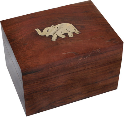 DakshCraft Square Wooden Jewelry Box Brass Inlay Elephant Design Makeup and Jewellery Vanity Box(Brown) DakshCraft Square Wooden Jewelry Box Brass Inlay Elephant Design Makeup and Jewellery Vanity Box(Brown)