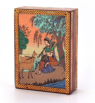 

Little India Gemstone Meera Painting Wooden 256 Jewellery Vanity Box(Brown)