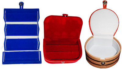 

Abhinidi Combo of 3 velvet case Ring and Earring storage travelling Folder Jewellery Vanity Box(Multicolor)