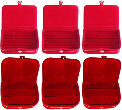 

Abhinidi Set of 6 velvet case Ring and Earring storage travelling Folder Jewellery Vanity Box(Multicolor)