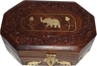 

Indoart Royal Elephant Jewellery Vanity Box(Brown)