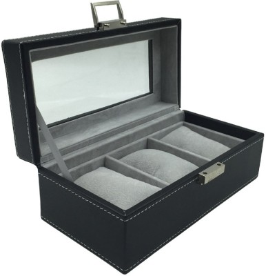 View Knott Case Watch Box(Black, Holds 3 Watches)  Price Online