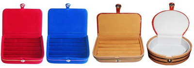 

Abhinidi Combo of 4 velvet case Ring and Earring storage travelling Folder Jewellery Vanity Box(Multicolor)