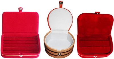 

Abhinidi Combo of 3 velvet case Ring and Earring storage travelling Folder Jewellery Vanity Box(Multicolor)