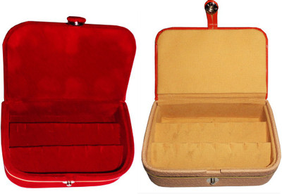 

Abhinidi Set of 2 velvet Vanity case Ring and Earring storage travelling Folder Box Vanity Box(Multicolor)