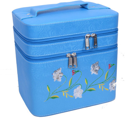 

Styler Embroidery Design Makeup Vanity Box(Blue)