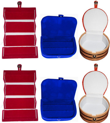 

Abhinidi Set of 6 velvet Vanity case Ring and Earring storage travelling Folder Box Vanity Box(Multicolor)
