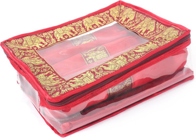 Speak Homes Elephant Design 3-Partition Bangle Box Vanity Box(Red)