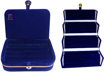 

Atorakushon Combo of Ring & Earring Folder Organizer Storage Vanity Box(Blue)