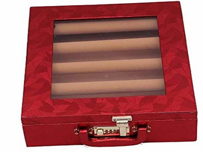 

Kuber Industries 5 Rods Transparent Bangle Organizer Box Storage Case (Lock System) Make Up Vanity Box(Red)