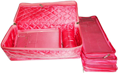 

Atorakushon Bangle Necklace Earrings Tops Studs Half Set Bag Box Case Storage Pouch Vanity Box(Pink)
