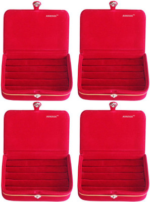 

Abhinidi Set of 4 velvet ring storage travelling folder case Box Vanity Box(Maroon)