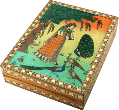 

R S Jewels Wooden Gemstone Painting Handmade Jewellery Vanity Box(Multicolor)