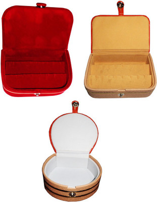 

Abhinidi Combo of 3 velvet case Ring and Earring storage travelling Folder Jewellery Vanity Box(Multicolor)