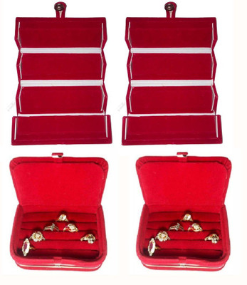 

Abhinidi Pack of 4 Ear Ring Folder Ring case Travelling Pouch Box Vanity Box(Red)