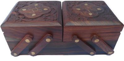 

Handicraft Slider Of Sheesham Wood & Brass Made Jewellery Vanity Box(Brown)