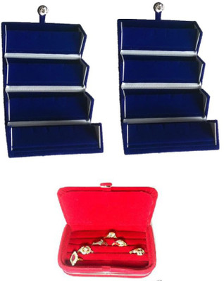 

Abhinidi Pack of 3 Ear Ring Folder Ring case Travelling Pouch Box Vanity Box(Blue,Red)