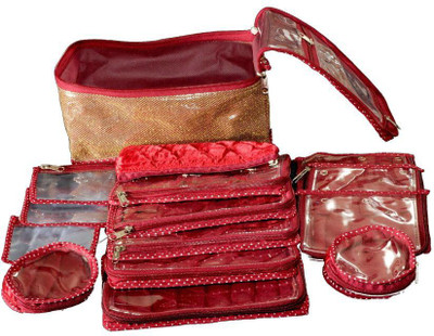 

Srajanaa Organiser Boxes For Locker 15 Pcs Set Vanity Box(Maroon)