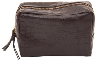 

Justanned Luxurious Croco Leather Wash Bag Toiletry Vanity Box(Dark Brown)