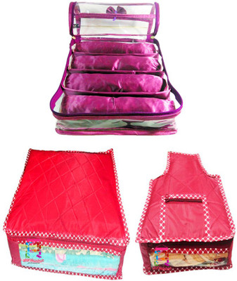

Atorakushon Combo Satin 4 Rods Bangle box Jewellery Box Saree & Blouse Cover Storage Case Vanity Box(Purple)